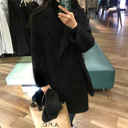 Осень Зима Женское пальто Тренч модное повседневное обтягивающее шерстяное из