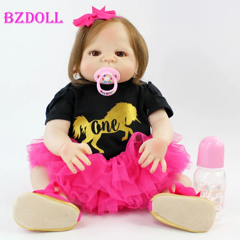 BZDOLL 22 &quotполный силиконовые куклы Новорожденные девочки Bebe живой реалистичный