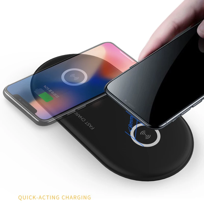 Двойное Беспроводное зарядное устройство QI быстрая зарядка 5 Вт для Samsung Galaxy S9 S7 S6