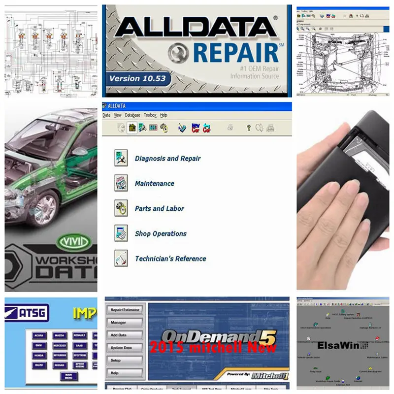 Alldata Software 2020 Latest 10.53 Mit//chell od5 2015 Auto repair software All data heavy duty ElsaWin 1tb hdd usb | Автомобили и