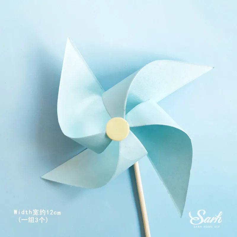 6pc blue windmills Медвежонок Банни поезд детские украшения с днем рождения кролик ветряная мельница торт Топпер для детей Детские вечерние принадлежности для выпечки прекрасные подарки - Цвет: 6pc blue windmills