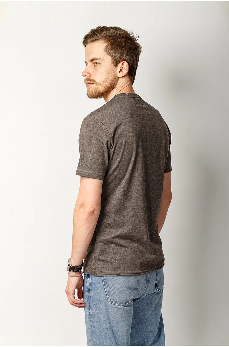 Новинка, летняя мужская футболка Henry с коротким рукавом и v-образным вырезом, европейский стиль, хлопок, Повседневная футболка, тонкая, сексуальная, брендовая, однотонная, дышащая, топ, футболки, T584-2