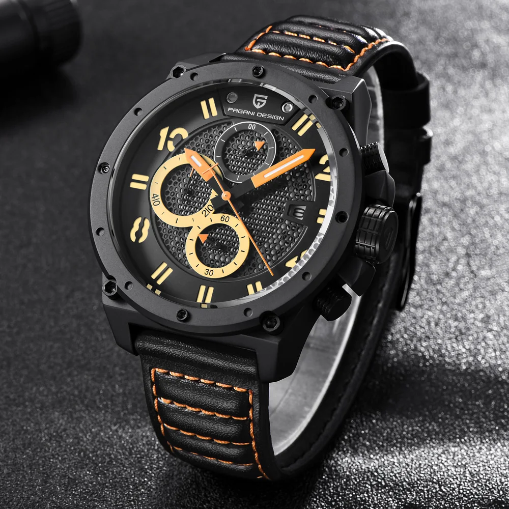 Новые спортивные военные 100 м водонепроницаемые мужские часы с кожаным ремешком