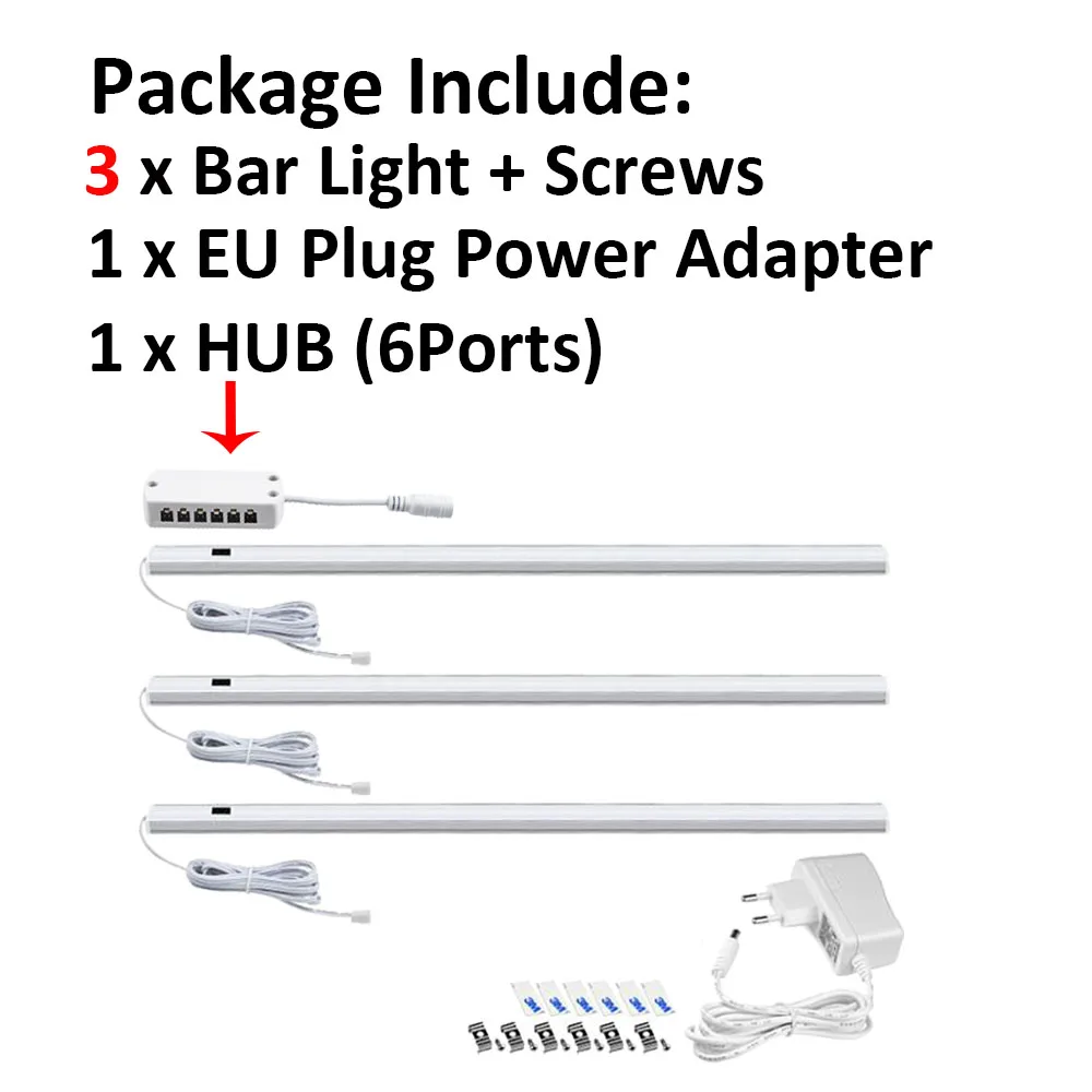 3PCS With Power Plug 12V Motion Sensor LED Light Hand Scanning Switch Control Wall Lamp Hand Sweep Bulb Hallway Kitchen Cabinet Closet Home Lighting - Цвет абажура: 3PCS With Power Plug