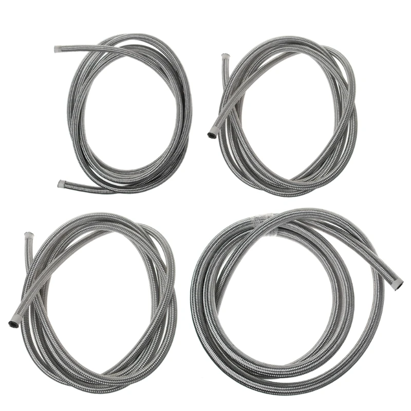 

1M 3M Stainless Steel Braided Brake Gas Oil Fuel Line Hose AN4 AN6 AN8 AN10 NEW