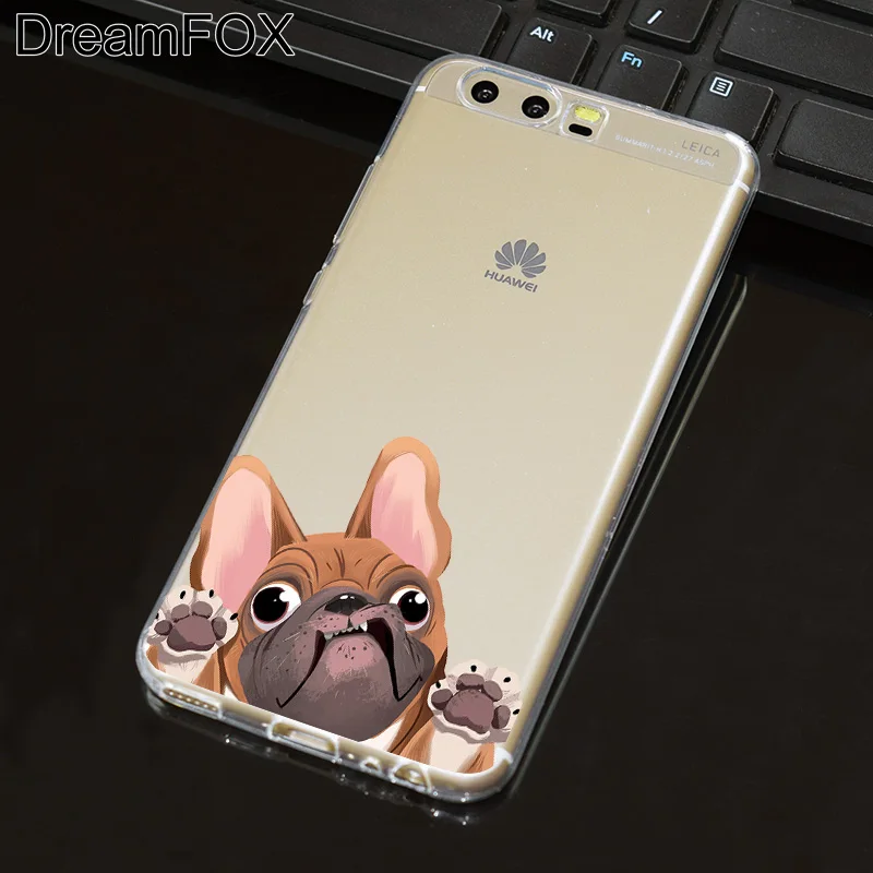 DREAMFOX L518 Cute Puppy Pug Soft TPU Silicone Case Cover For Huawei P8 P9 P10 Lite Plus 2017 Honor 8 Pro 9 6X |