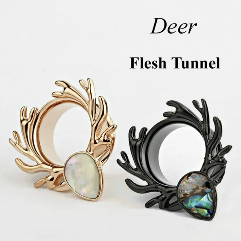 

8Seasons Crystal Deer Flesh Tunnel Ear Piercing Dilator Plug and Gauge Ear Studs Unisex Christmas Party (size: 6MM-16 MM) , 1 PC