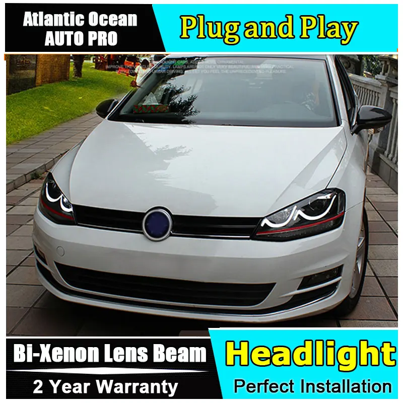 2013 2016 автомобильный Стайлинг для VW Golf 7 фар MK7 светодиодный фонарь Smile DRL Объектив