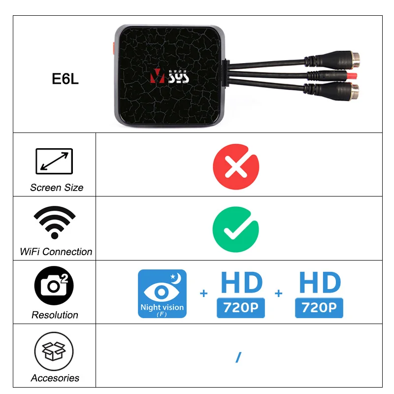 SYS VSYS C6 двойная экшн-камера на мотоциклетный шлем рекордер DVR передний и задний вид водонепроницаемый мотоцикл видеорегистратор Черный корпус ночного видения - Название цвета: E6L Standard