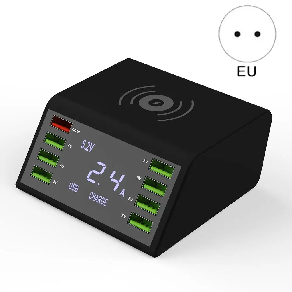 9-в-1 Беспроводное зарядное устройство QC 3 0 Быстрая зарядка 8USB порт C-type зарядная