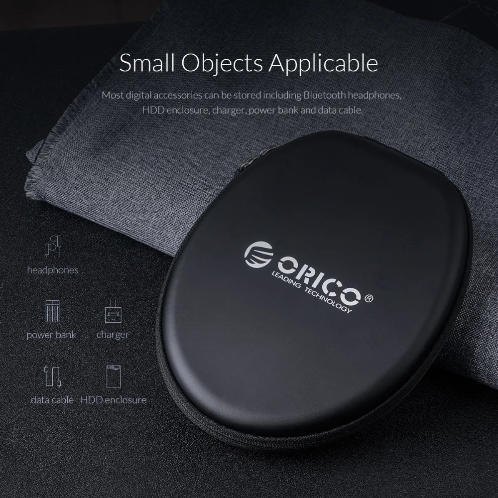 ORICO, водонепроницаемая сумка для наушников, Bluetooth, чехол для наушников, двойная подкладка, для Bluetooth, для наушников, USB кабель, внешний аккумулятор, USB зарядное устройство