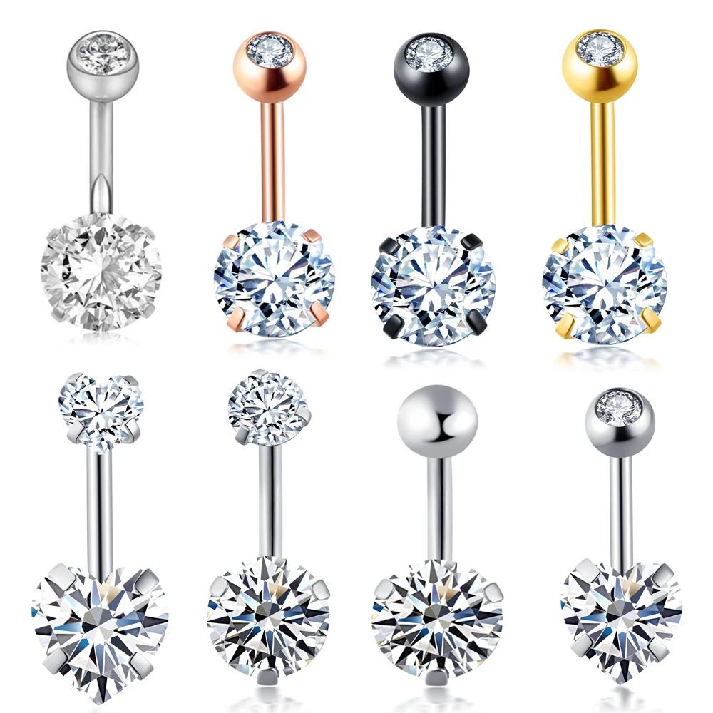 

JUNLOWPY Belly Button Rings 14G Stainless Steel Crystal Women Girls Navel Ring Tragus Barbell Body Piercing Jewelry 20pcs 14G