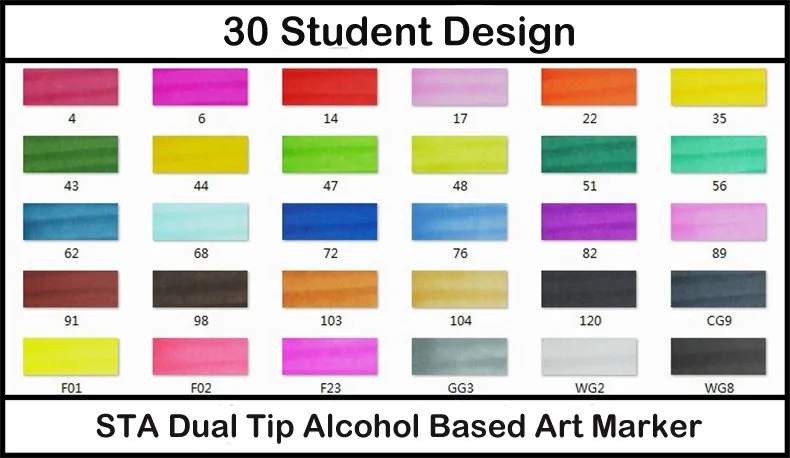 30 Student Colors STA профессиональные художественные маркеры с двойной головкой на спиртовой основе, маркеры для рисования, ручка для рисования, аниме, интерьер, ландшафтное строительство, дизайн 3203 - Цвет: 30 Student Colors