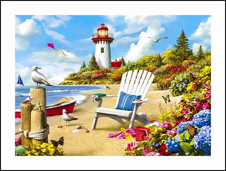 Приморский пейзажи алмаз Вышивка 5D картина вышивки крестом мозаики расшитые