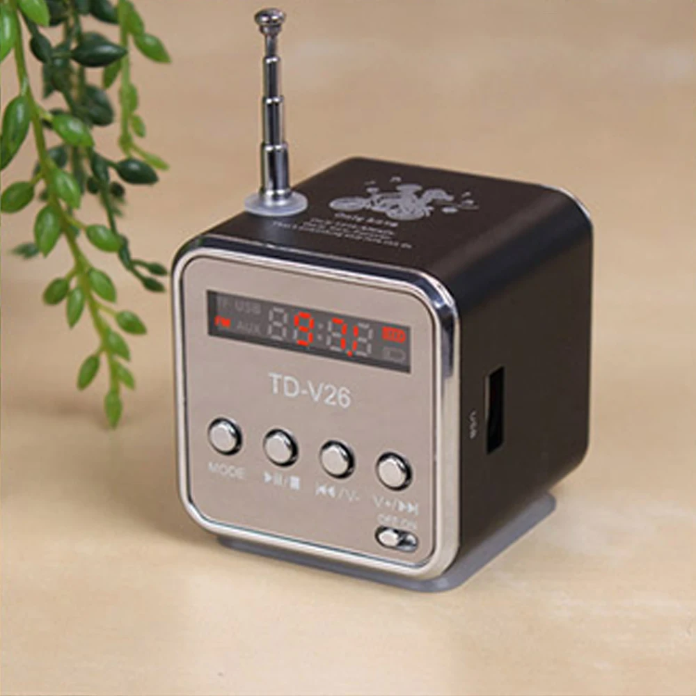 FORNORM Digital FM Radio Micro SD/TF Card Digital radio portable FM Radio Mini Multi-function Aluminum LED Display Speaker Radio