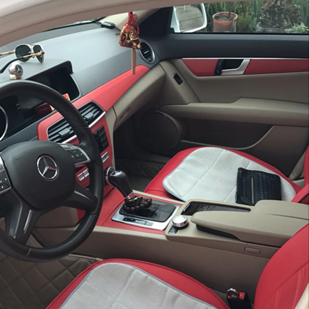 Для Benz C Class W204 2011-14 подкладке центральной Управление Панель дверная ручка 5 мм Углеродистой волокно наклейки стайлинга автомобилей аксессуары