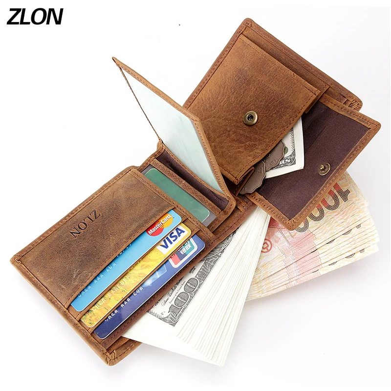 

ZLON Men 100% Genuine Leather Credit Card Case ID Cash Coin Holder Detachable Card Organizer Wallet Trifold Wallet Coffee Q300-5