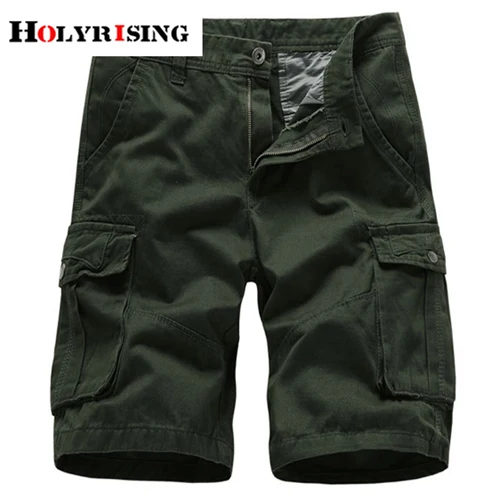 Amry Green Holyrising мужские шорты хлопок Короткие Hombre карманы для отдыха карго шорты молния длина до колена Pantalon Corto Hombre 18776-5 - Цвет: Amry Green
