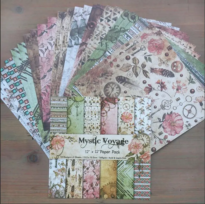 Style 1 as photo 6 ''мистический Вояж узорные 24 листа Скрапбукинг пачки ткани бумаги DIY декоративный фон Pad Корабль оригами бумажные пакеты - Цвет: Style 1 as photo