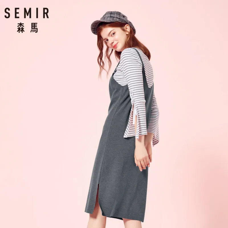 SEMIR средняя трикотажная футболка платье из двух частей плиссированные футболки