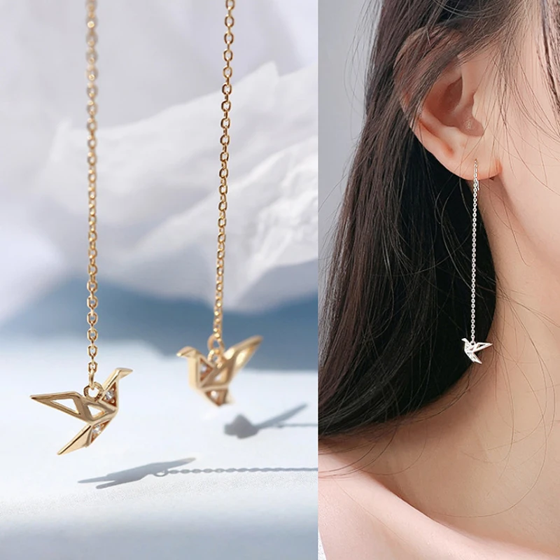 Серьги-подвески женские из серебра 925 пробы с длинной цепочкой | Украшения и
