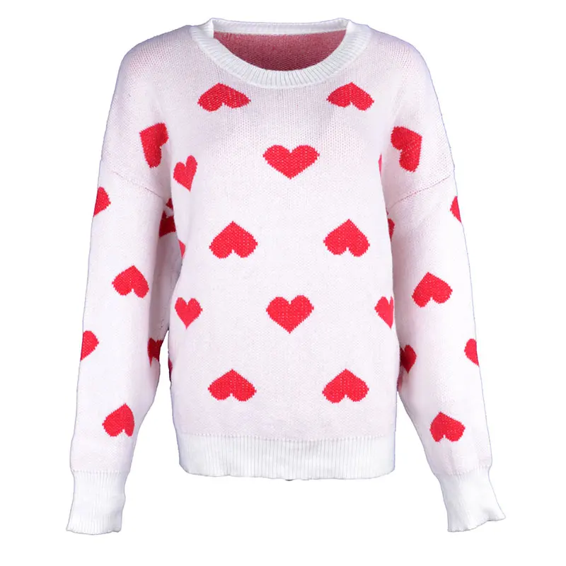 Ins/хит продаж высокий уличный белый вязаный пуловер с сердечками 2019 г. Женские
