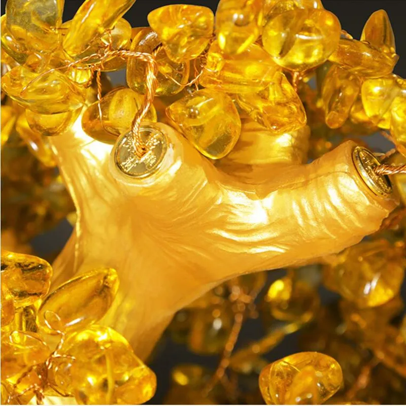 1 шт. Счастливое дерево богатство симпатичный цитрин желтый кристалл драгоценный