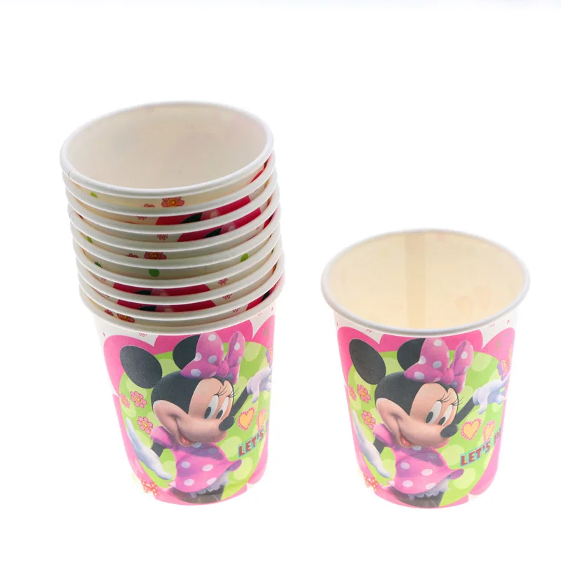 cup 10pcs Тематическая вечеринка на день рождения с Минни Маус, украшение для девочек, детский подарок на вечеринку, одноразовые наборы посуды, товары для дня рождения - Цвет: cup 10pcs