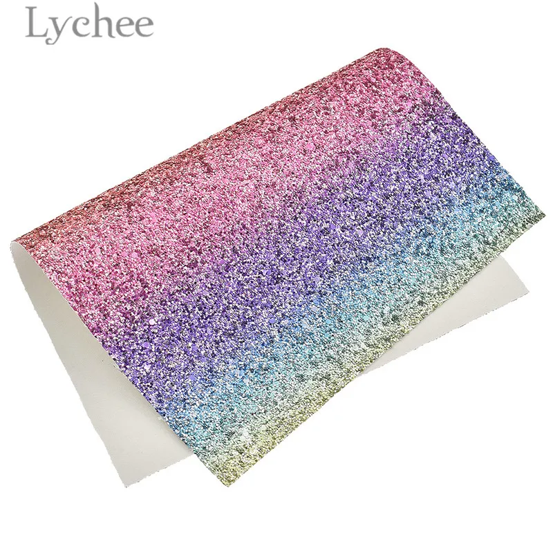 Lychee A4 Радуга Цвет Глянцевая искусственная кожа ткань высокое качество