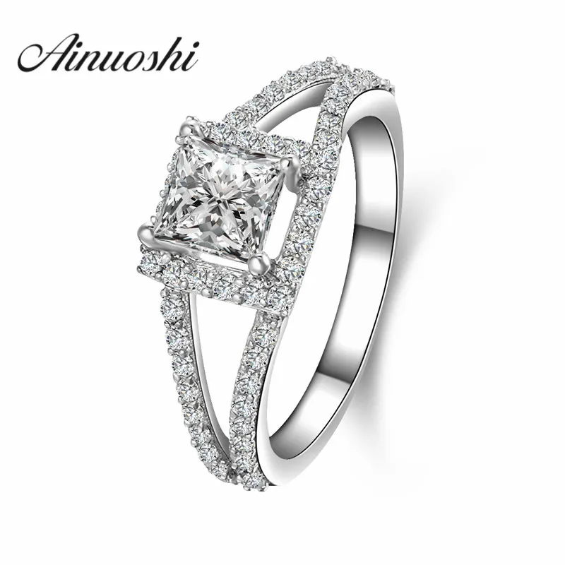 Женское Обручальное Кольцо AINUOSHI Infinity Love Princess Cut Halo обручальное кольцо из