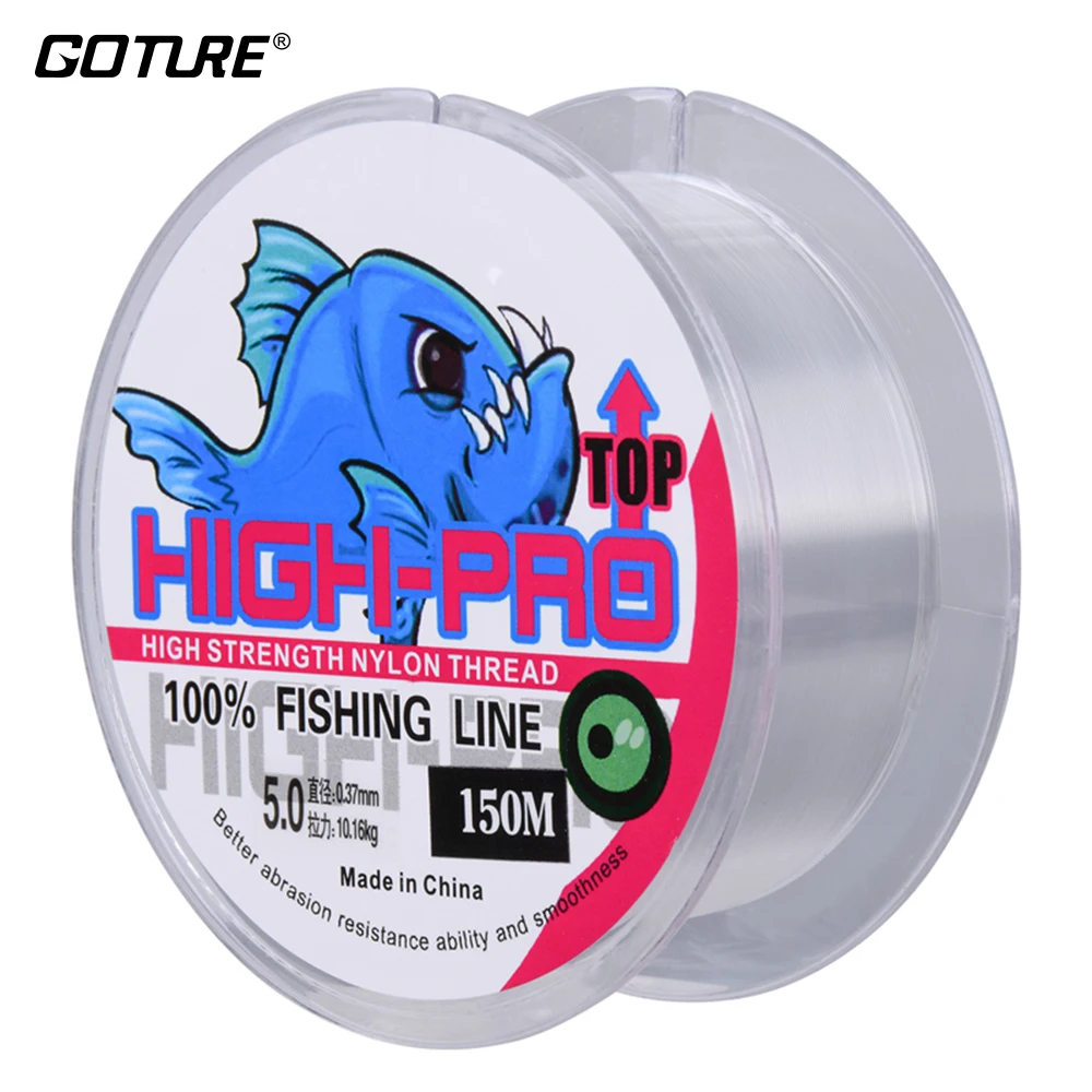 Рыболовная нейлоновая леска Goture HIGH-PRO 100% 150 м прозрачная однонитевая сверхпрочная