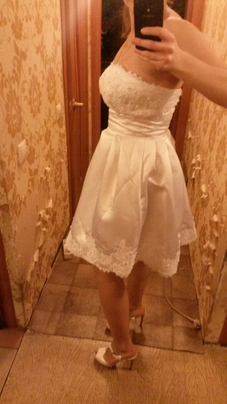 Best A Line Fashion New Short Wedding Dresses 2021 Plus Size White Vestido De Noiva With Long Sleeve Lace Jacket Robe Mariage | Свадьбы и