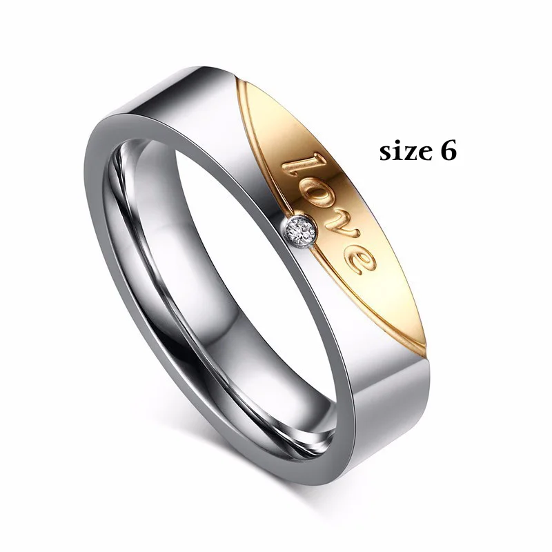 Women size 6 Uloveido 1 ШТ. Подарочные Кольца для Женщин Ювелирные Изделия Навсегда Люблю Стальное Кольцо Мужчины Цирконий Свадьба Бижутерия Анель Anillos Mujer Обручальные Кольцо женское бижутерия CR058 - Цвет основного камня: Women size 6