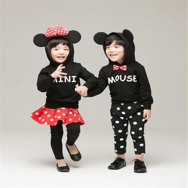Коллекция 2016 года одежда с Микки и Минни для девочек мальчиков весна-осень