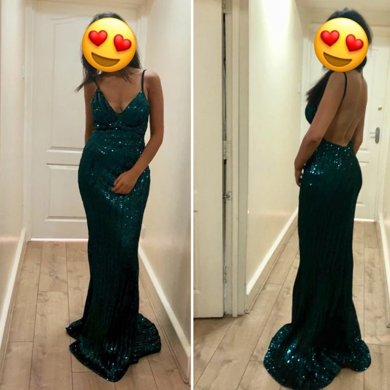 sexy red Sequined Evening maxi dress Backless Deep V Neck wedding party dress sleeveless floor length mermaid dress gown