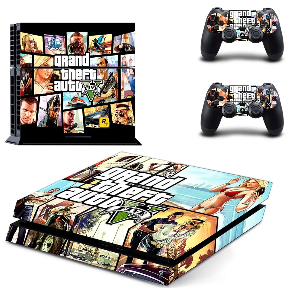 Grand Theft Auto V GTA5 наклейка для PS4 виниловая наклейка, стикер для консоли sony Playstation 4 и 2 контроллера наклейка для PS4 наклейка