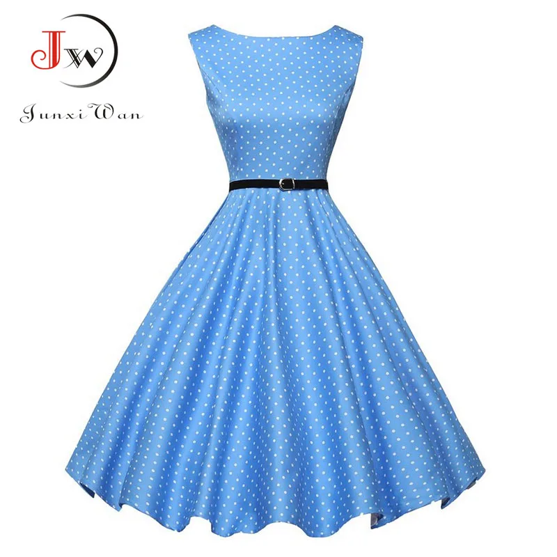 Летнее платье в горошек с бантом для женщин Ретро стиль Одри Хепберн RockabillyPinup