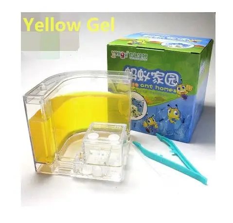 yellow gel Натуральный муравей ферма с Eatable гелем насекомых экологическая коробка научная развивающая игрушка муравьи домашнее животное рептилия светодиодный Муравьиное гнездо класс номер пункт - Цвет: yellow gel