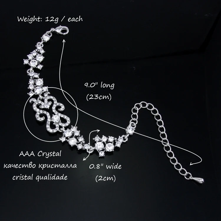 OCESRIO Модный свадебный браслет с кристаллами Свадебные украшения австрийскими
