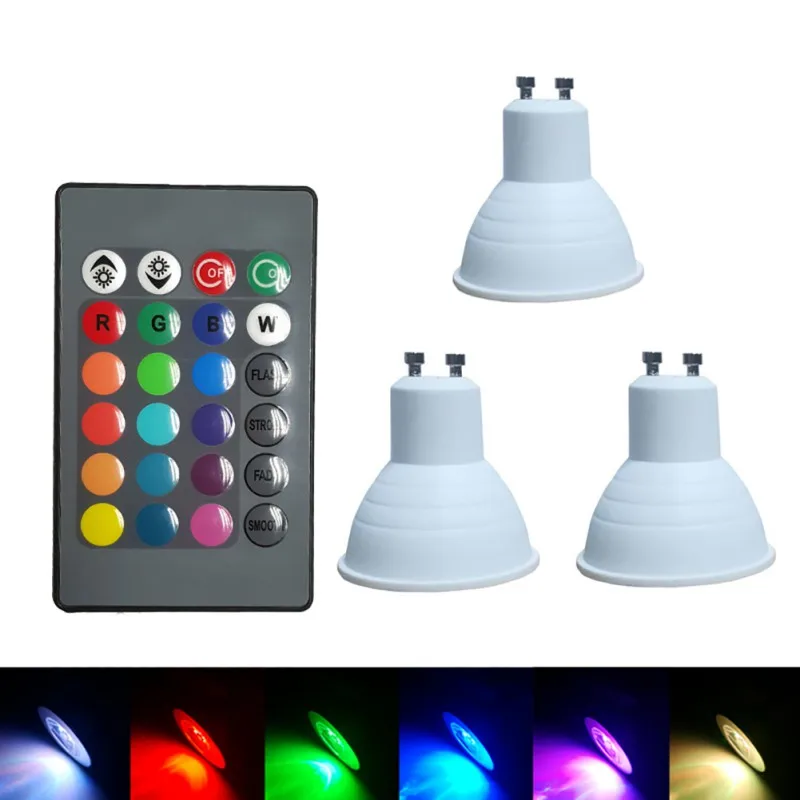 Цветная(RGB) волшебный свет лампы 85-265 V RGB Светодиодный прожектор ИК-пульт дистанционного управления Управление E27/GU10 светодиодный 16 Цвет изменение Новинка