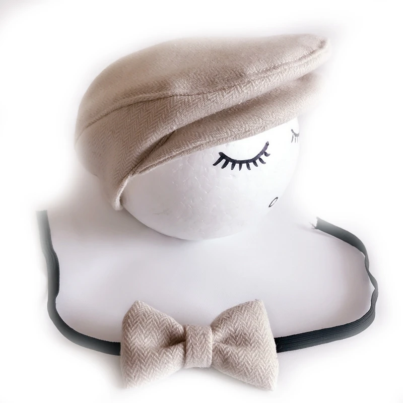 

1Set Crochet Baby Hat And Tie Handmade Newborn Photography Props Baby Cap Beanie Suitable For 0-1 Month Old Baby
