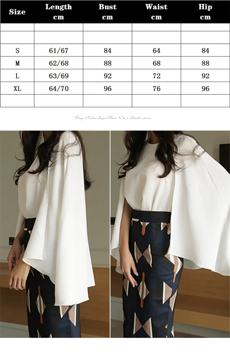 High Quality Spring Summer Two Piece Set Women Cloak Sleeve White Blouses Tops OL Printing Skirt Suits 2 Piece Set Women SL239