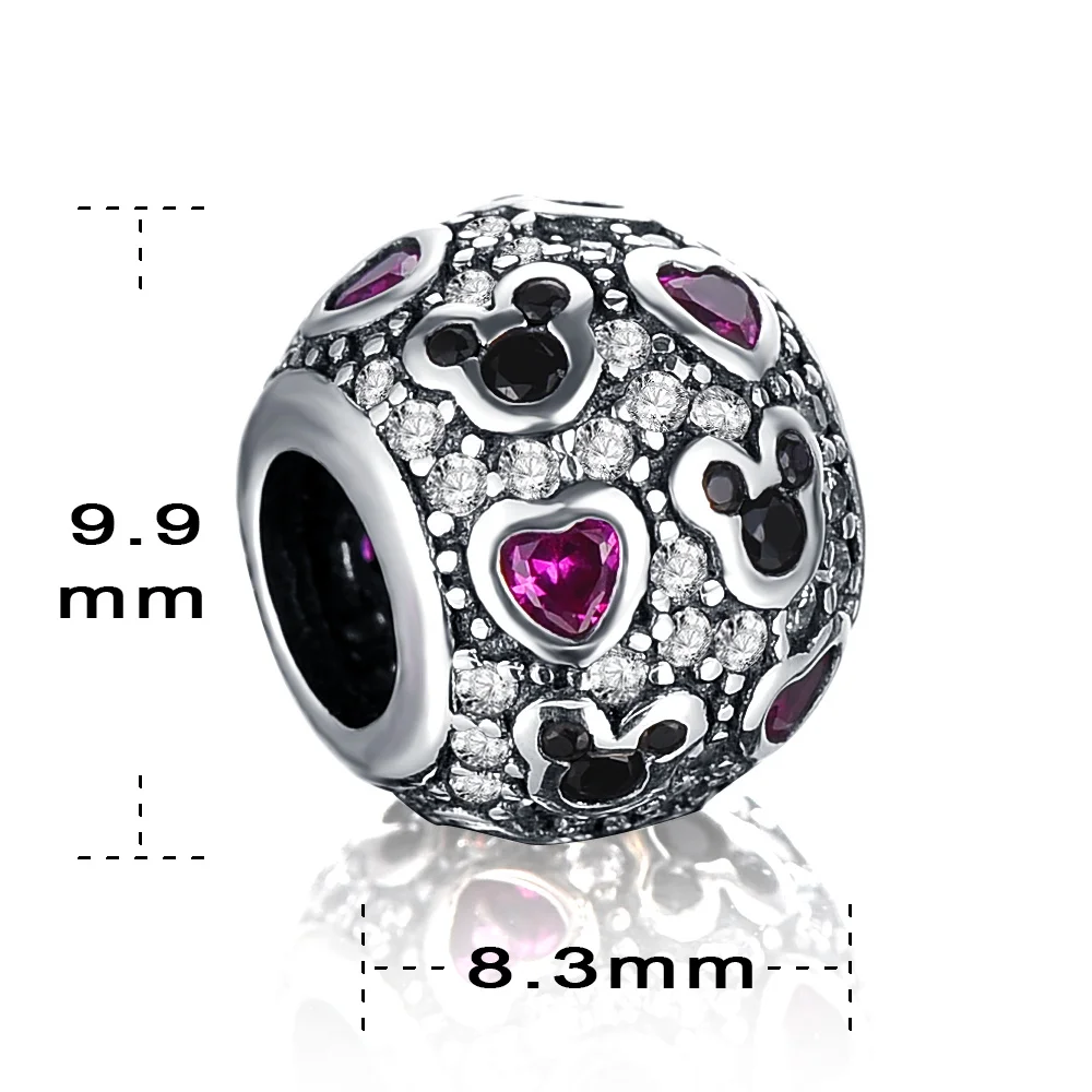 Suplush Sparkling CZ Hearts Charm Antique 925 Sterling Silver Beads Fit Bracelet Pendants Making Jewelry Accessories PSMB0201 | Украшения и