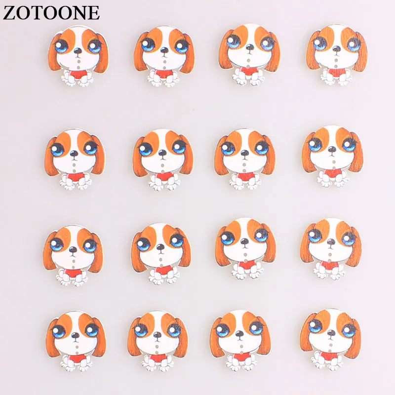 ZOTOONE с двумя отверстиями рисунком собаки для скрапбукинга рукоделия деревянные