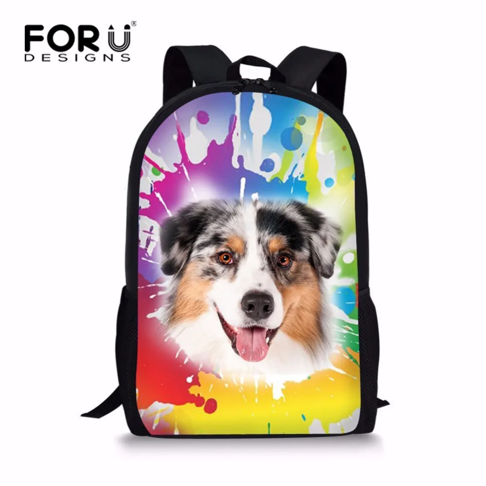 Симпатичная школьная сумка FORUDESIGNS с рисунком собаки для детей дизайнерская