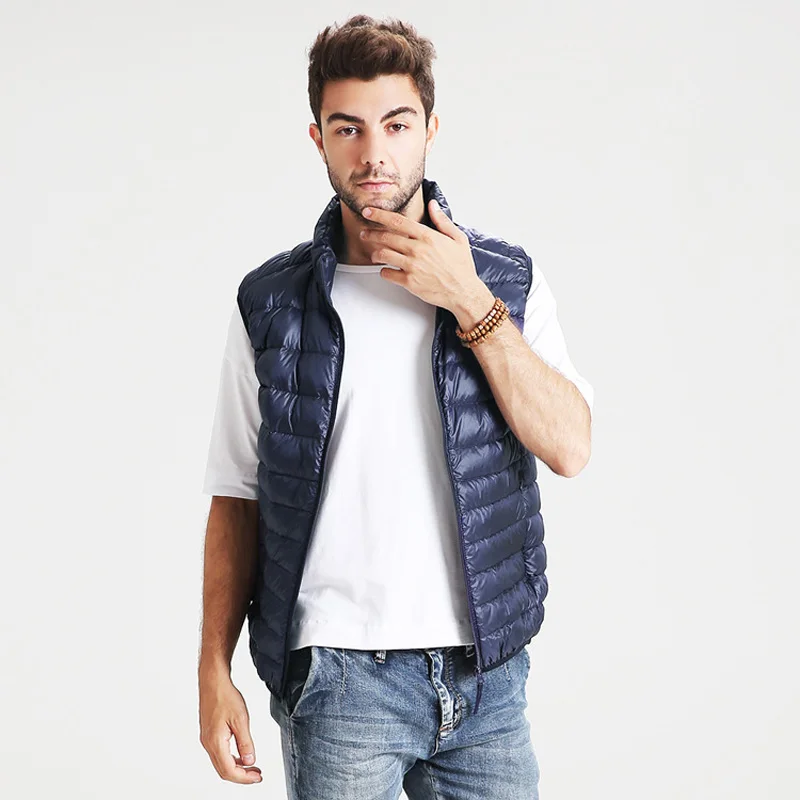 TANGNEST/Повседневная легкая мужская пуховая жилетка Лидер продаж на молнии большой