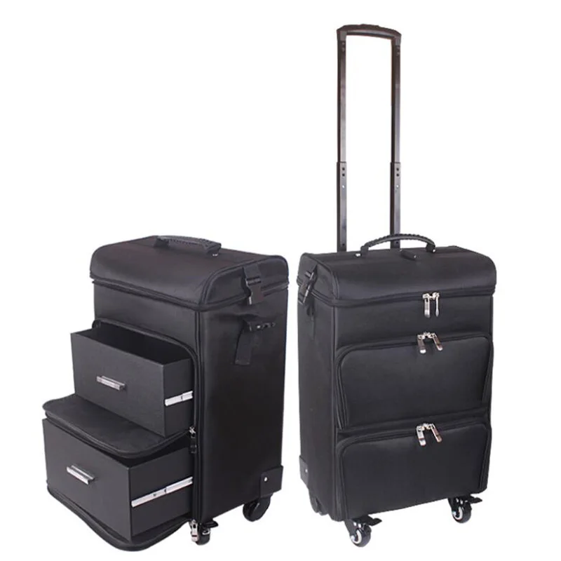 M size Carrylove женский макияж Тележка коробка профессиональная дорожная косметичка большой чемодан для косметики - Цвет: M size