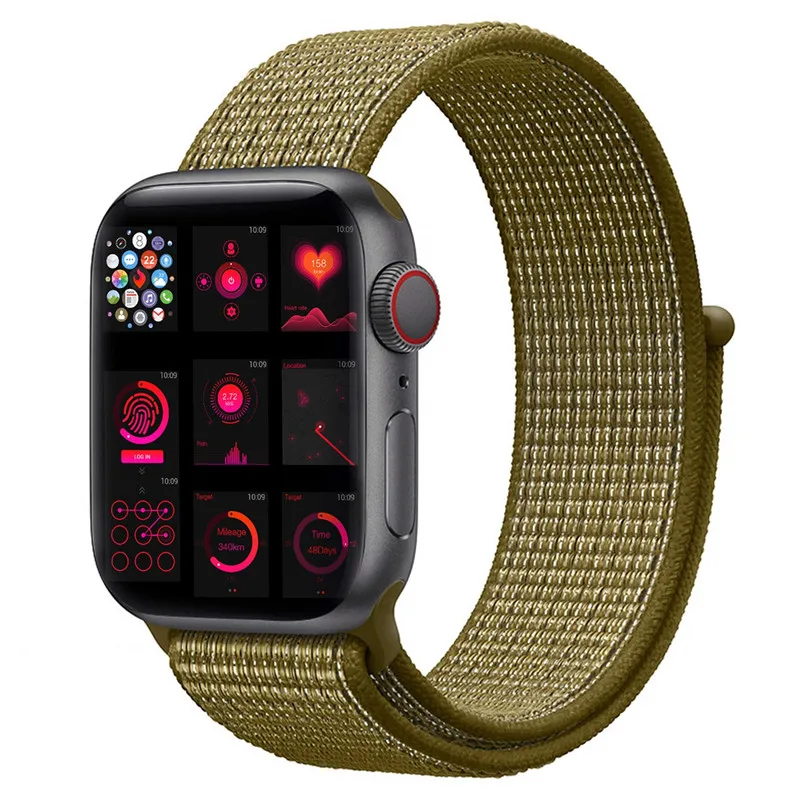 Olive green Нейлоновая петля, ремешок для Apple Watch, ремешок 44/42/40/38 мм Спортивная дышащая correa в едином положении во время занятий легкой атлетикой, браслет на запястье для наручных часов Iwatch, 4/3/2/1 аксессуары - Цвет ремешка: Olive green