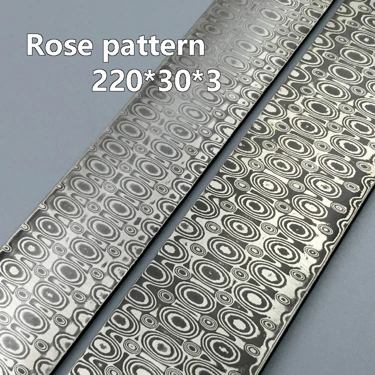 Rose 2 1 шт. Дамасская стальная пластина сырье DIY нож стальной материал роза/облако/рыбья кость/спираль/вода пульсация узор закаленный - Цвет: Rose 2