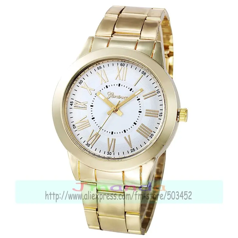 white dial 100 шт/партия цветной циферблат GENEVA сплав часы без кристалла обертывание кварцевые повседневные часы для унисекс Римский стиль наручные часы из нержавеющей стали - Цвет: white dial